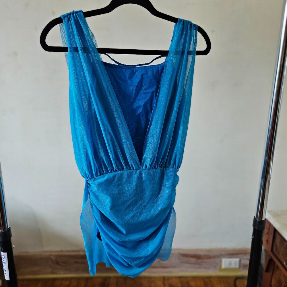 Balera D12770 - Mesh Overlay Dress in Peacock (LC)
